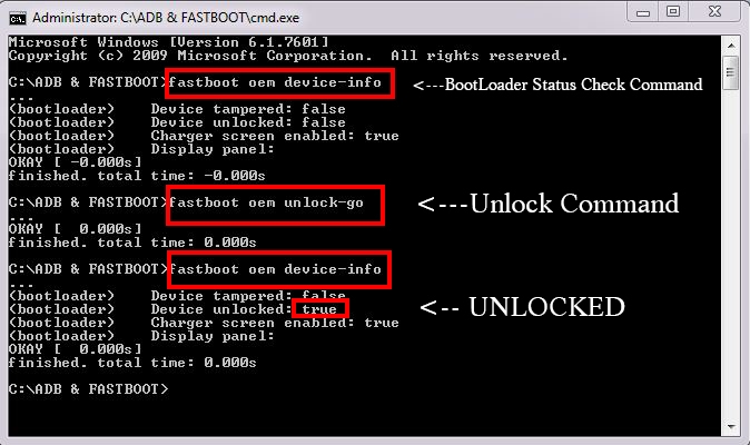 unlock bootloader with adb